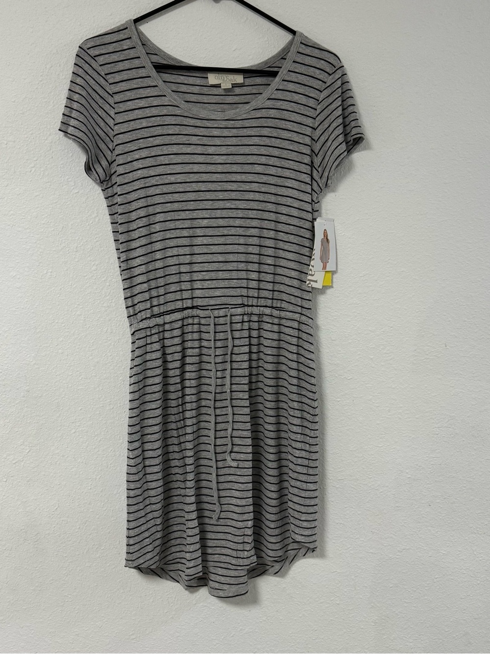 Olive and Oak Gray Striped T-Shirt Dress